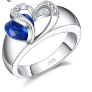 l 925 Sterling Silver Finger Ring Heart Cubic Zirconia Stone for Women Engagement Anniversary Jewelry Gifts